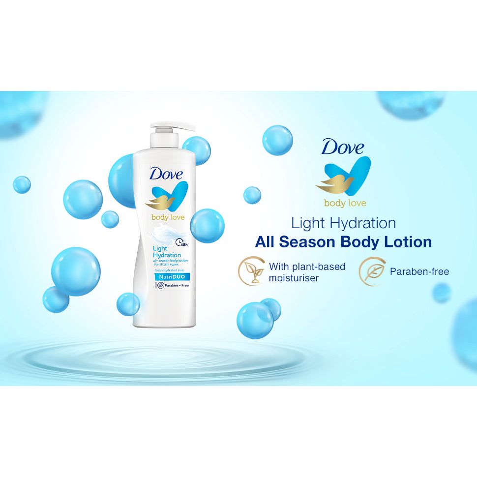 Dove Body Love Light Hydration All-Season Body Lotion For All Skin Types 400ml,4000388563902,