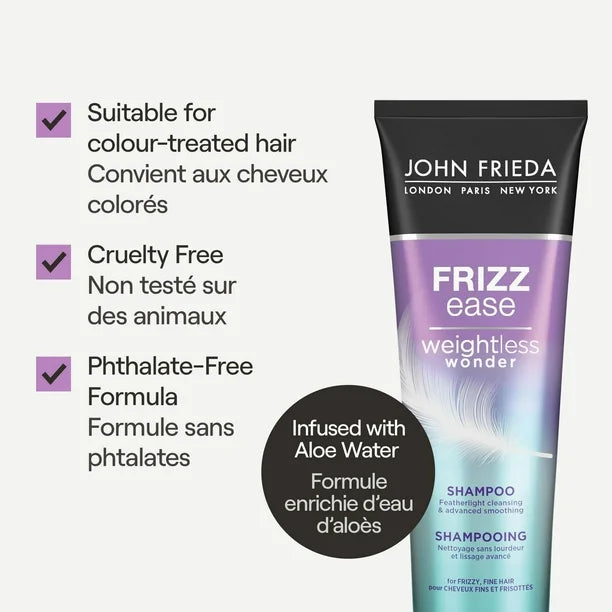 John Frieda Frizz Ease Weightless Wonder Aloe Water Shampoo 250ml,5037156258363,