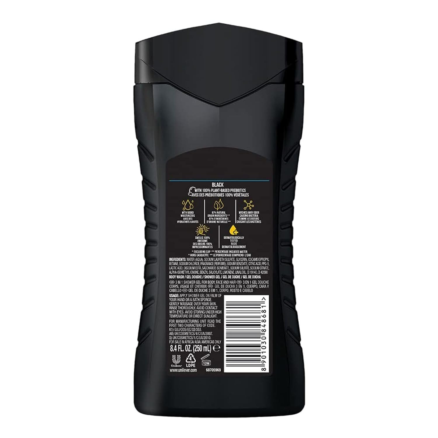 AXE Black Frozen Pear & Cedarwood 3-In-1 Body, Face & Hair Wash 250ml,8901030866746