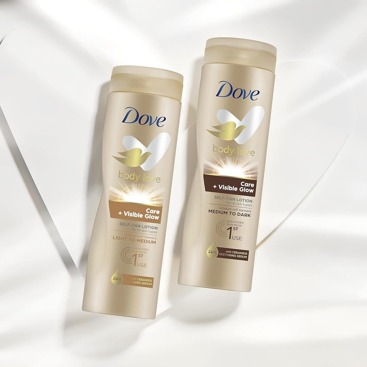 Dove Body Love Care + Visible Glow Medium To Dark Self-Tan Lotion 400ml,8710447340707