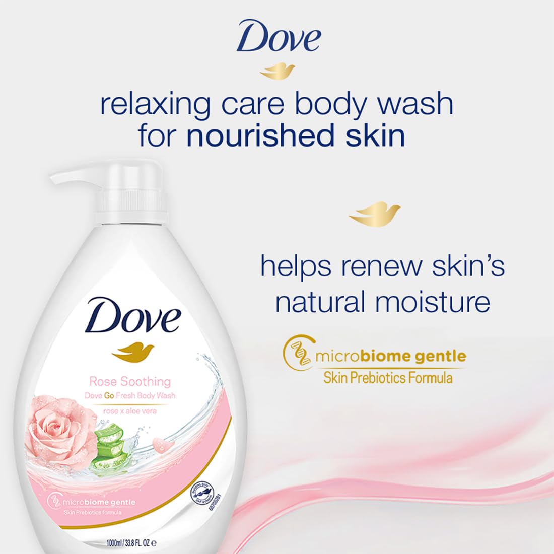 Dove Go Fresh Rose Soothing Rose & Aloe Vera Body Wash 1000ml,8886467020391,