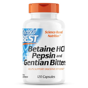 Doctor's Best Betaine HCL Pepsin & Gentian Bitters 120 Capsules