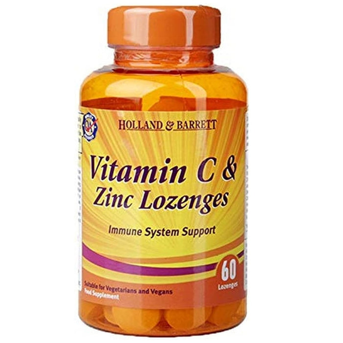 Holland & Barrett Vitamin C & Zinc Lozenges For Immune System Support 60 Veg Tablets