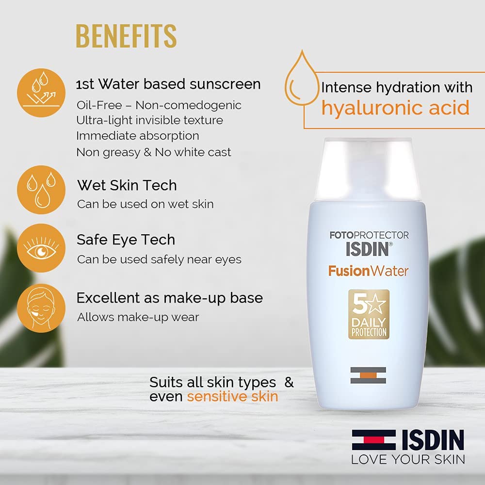 ISDIN Fotoprotector Fusion Water SPF 50 Sunscreen 50ml benefits