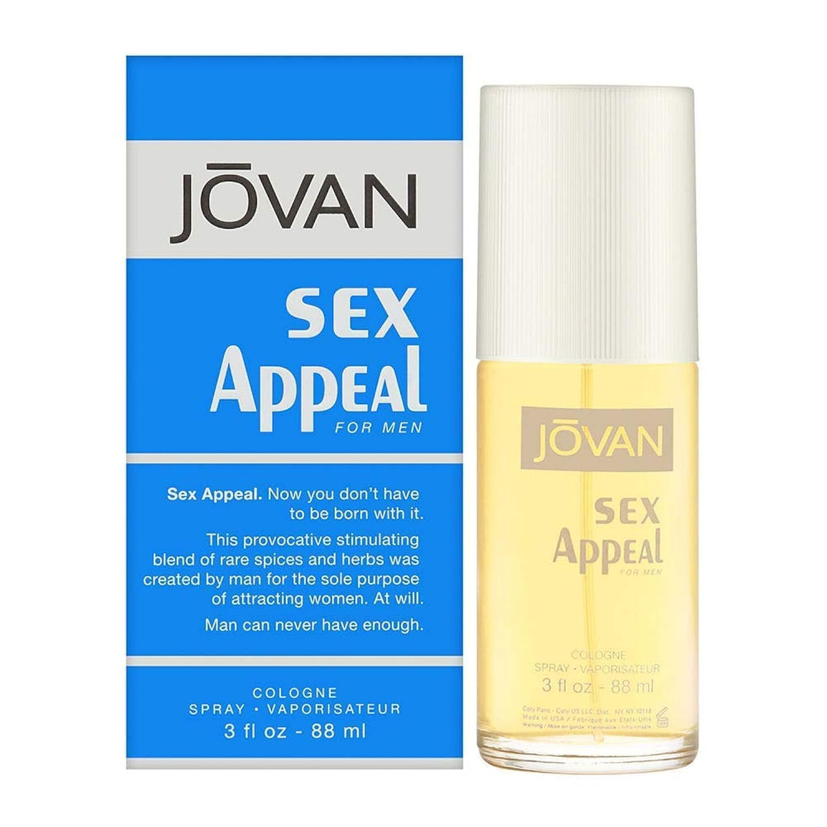 Jovan Sex Appeal Cologne Spray For Men 88ml,035017009425,