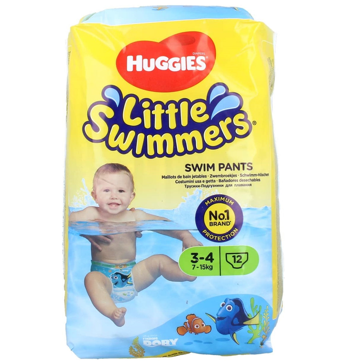 Huggies Little Swimmers Disney Pixar Finding Dory 12 Swim Nappies Size No.3-4 (7-15kg),036000183399,
