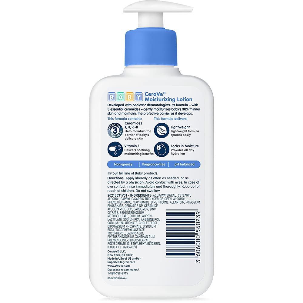 CeraVe Baby Moisturizing Body Lotion 237ml  back ingredients barcode