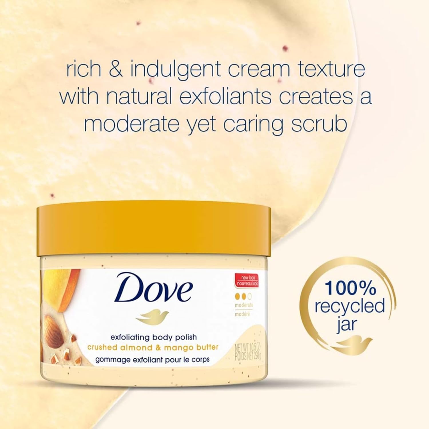 Dove Crushed Almond & Mango Butter Exfoliating Body Scrub 298g,011111016958,