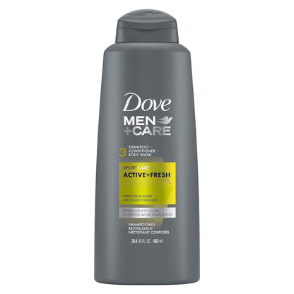 Dove Men +Care Sport Care Active + Fresh 3-In-1 Shampoo, Conditioner & Body Wash 603ml,079400461650,