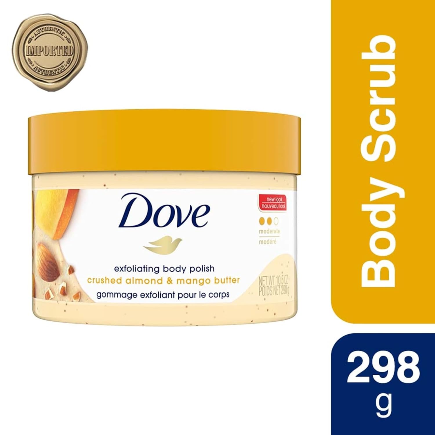 Dove Crushed Almond & Mango Butter Exfoliating Body Scrub 298g,011111016958,