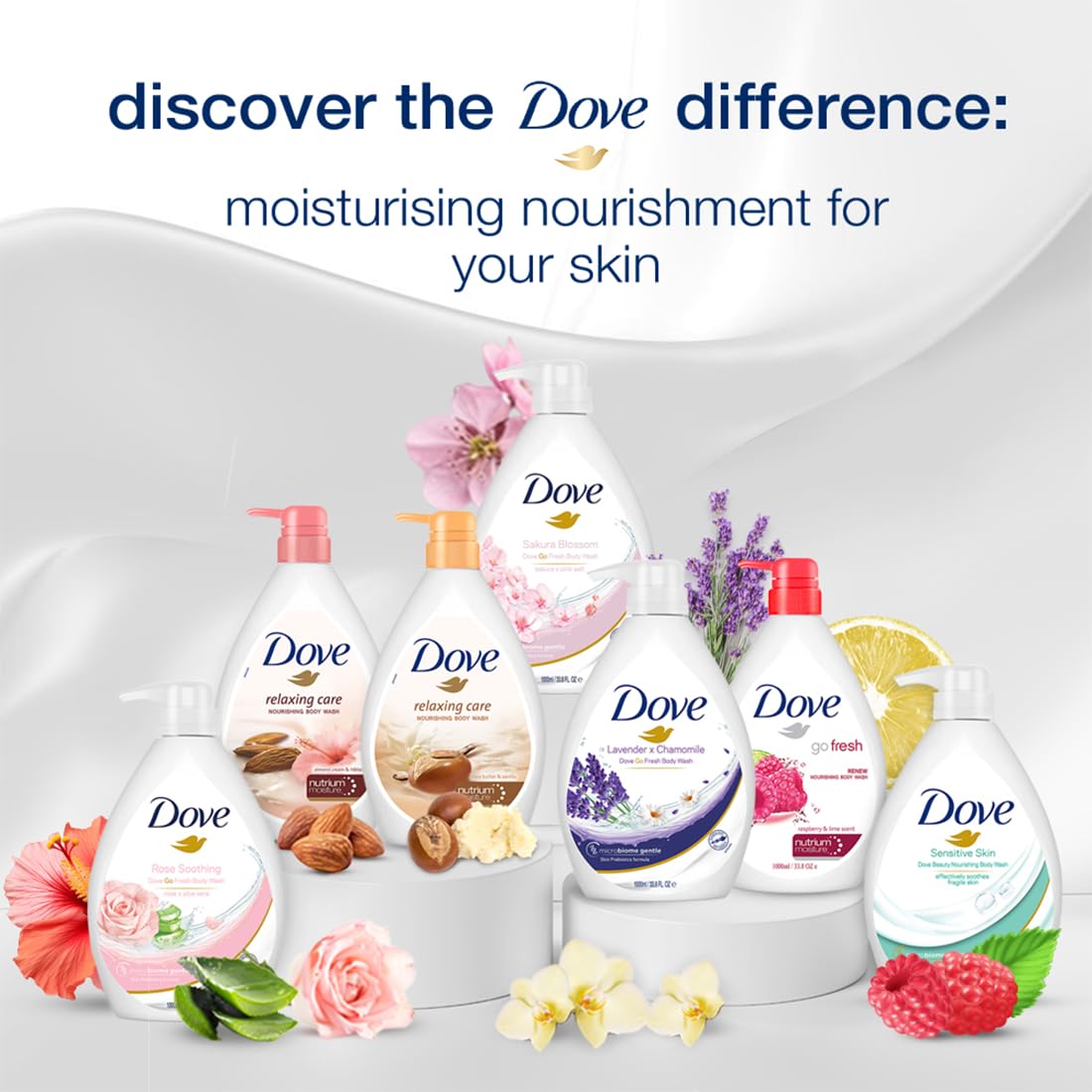 Dove Go Fresh Rose Soothing Rose & Aloe Vera Body Wash 1000ml,8886467020391,