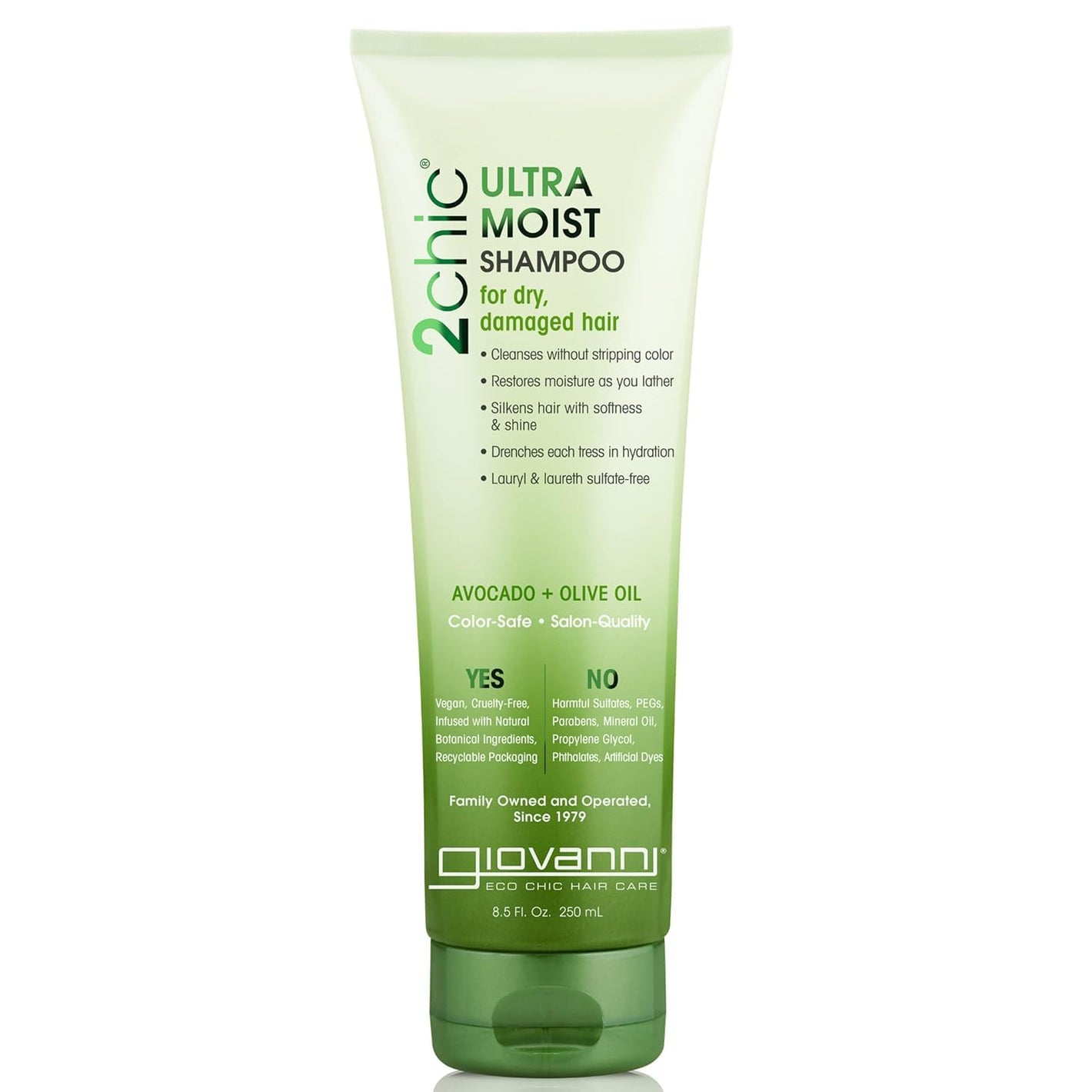 Giovanni 2Chic Avocado + Olive Oil Ultra Moist Shampoo For Dry, Damaged Hair 250ml,716237184009