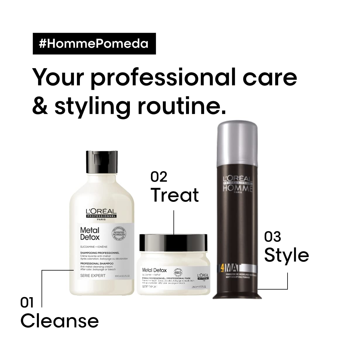 L'Oreal Paris Professionnel Homme Mat Force No.4 Hair Styling Pomade 80ml,3474630242784,