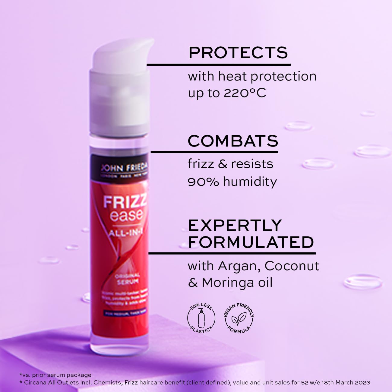 John Frieda Frizz Ease Argan, Coconut & Moringa Oil All in 1 Original Serum 50ml,5037156201994,