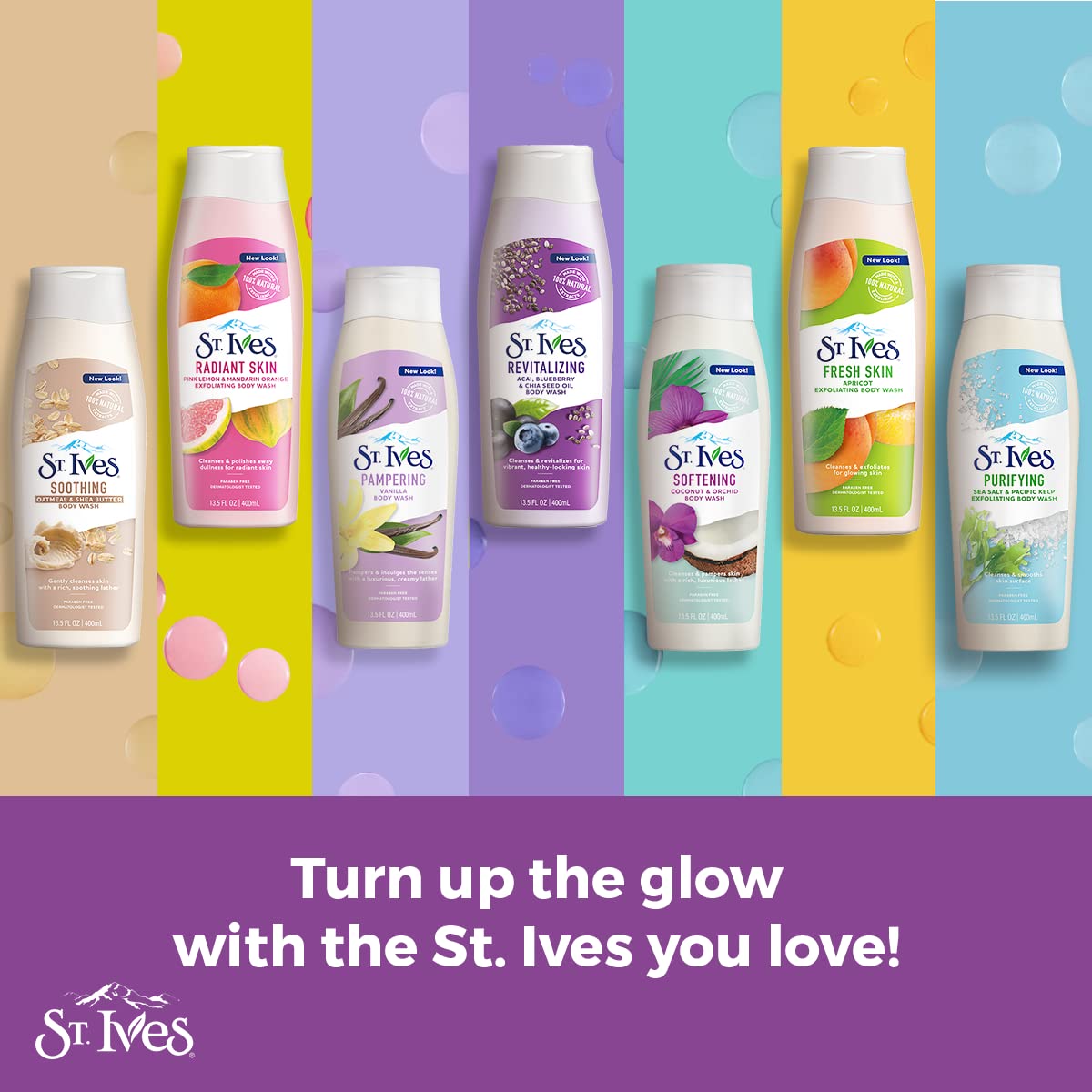 St. Ives Revitalizing Acai, Blueberry & Chia Seed Oil Body Wash 400ml,077043000236,