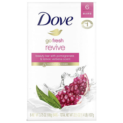 Dove Beauty Bar Go Fresh Revive Pomegranate & Lemon Verbena Soap (Pack Of 6) 106g Each