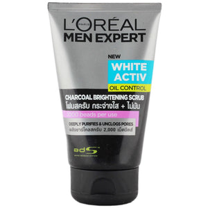 L'Oreal Paris Men Expert White Activ Oil Control Charcoal Brightening Scrub 100ml,8992304025518