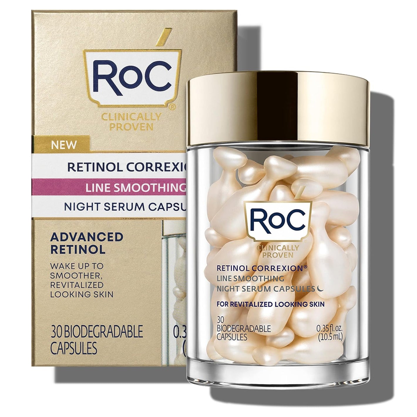 ROC Retinol Correxion Line Smoothing Night Serum Capsules 30 Count,840103210155