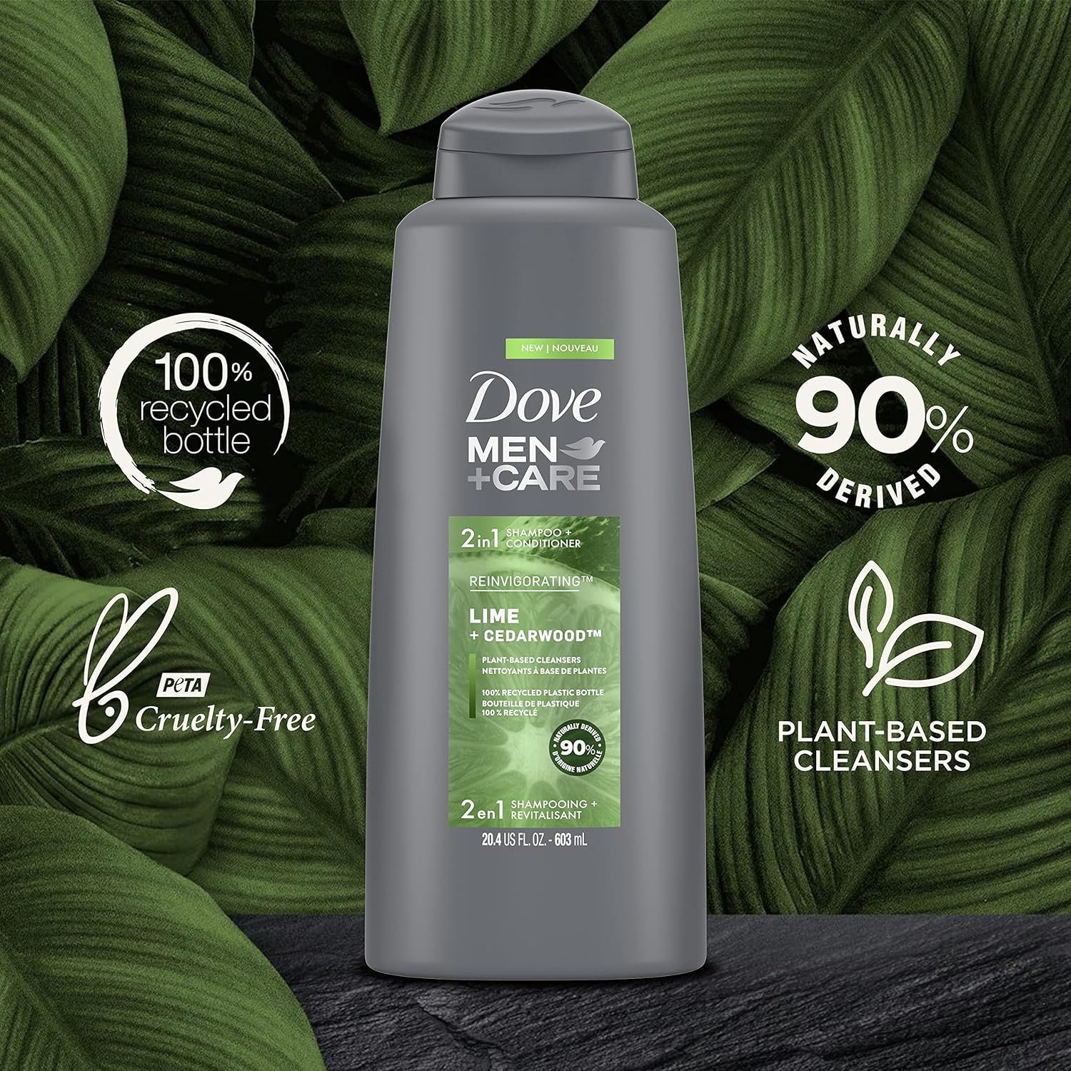 Dove Men +Care Lime + Cedarwood Reinvigorating 2-In-1 Shampoo + Conditioner 603ml,079400479167,