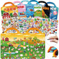 6?Set Puffy Sticker Books, 3D Reusable, Farm, Dinosaur, Ocean & Space Themes, Kids Ages 2–4 Activity Toys