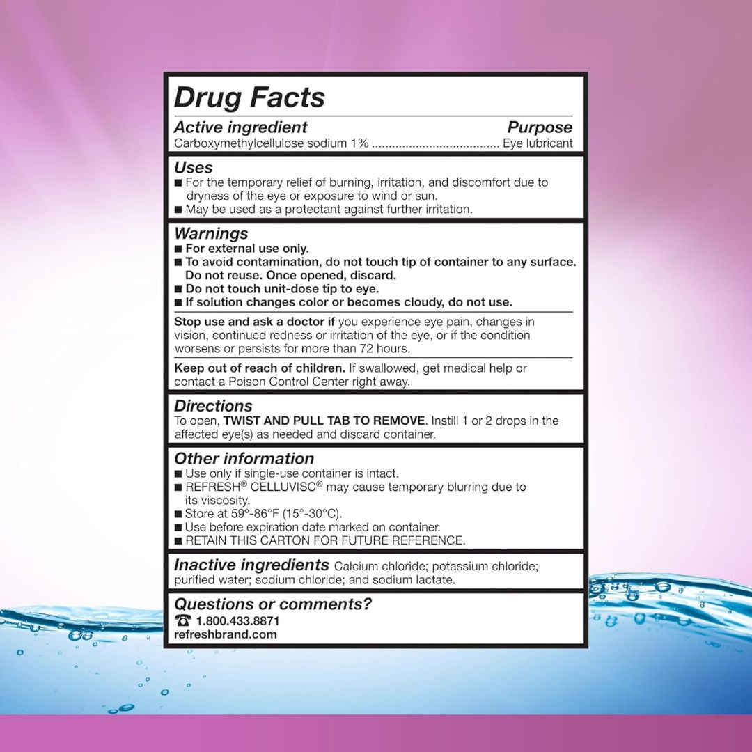 Refresh Celluvisc Lubricant Soothing Eye Gel Drops (Pack Of 30) 0.4ml,300234554301