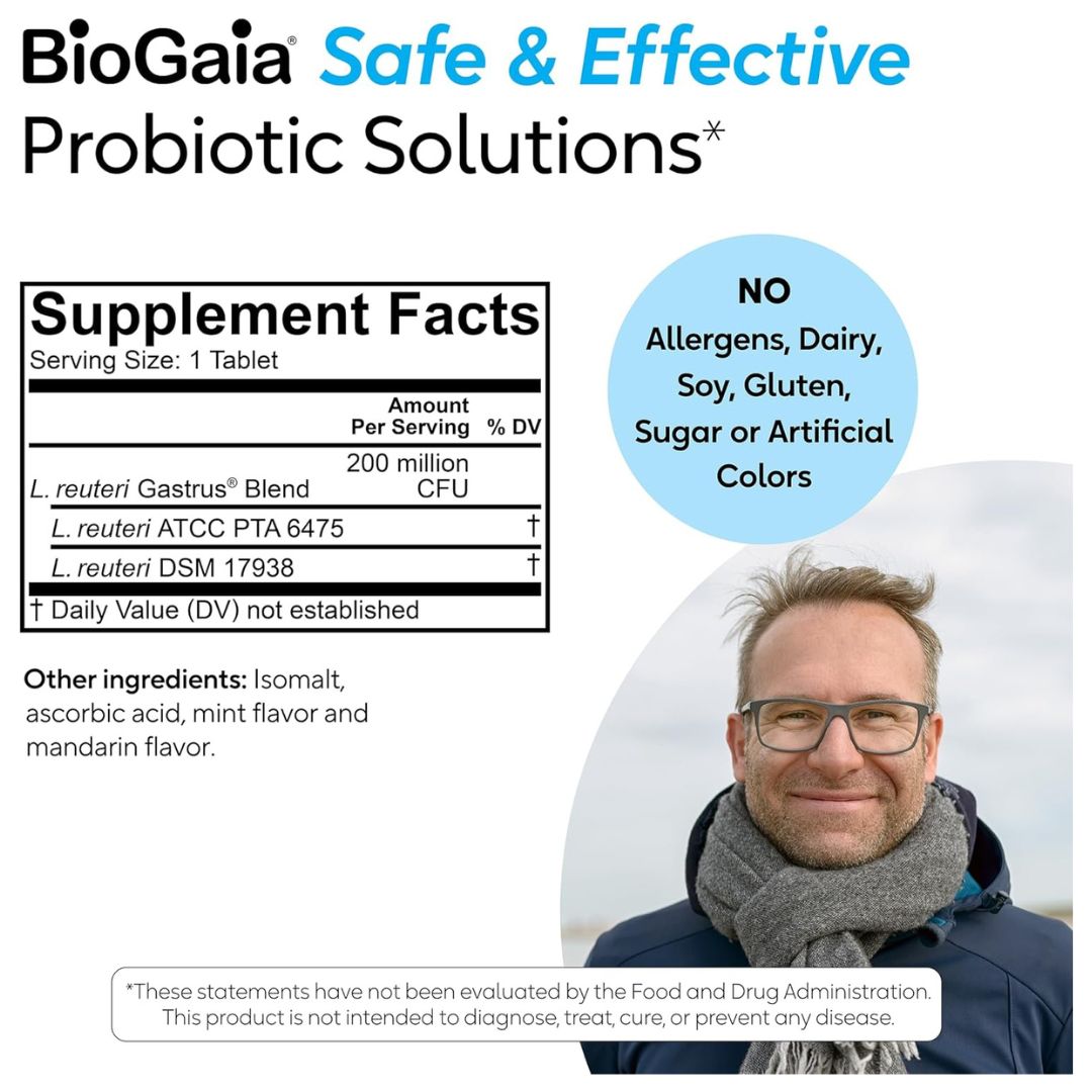 BioGaia Gastrus Gut Health Probiotic 30 Chewable Tablets