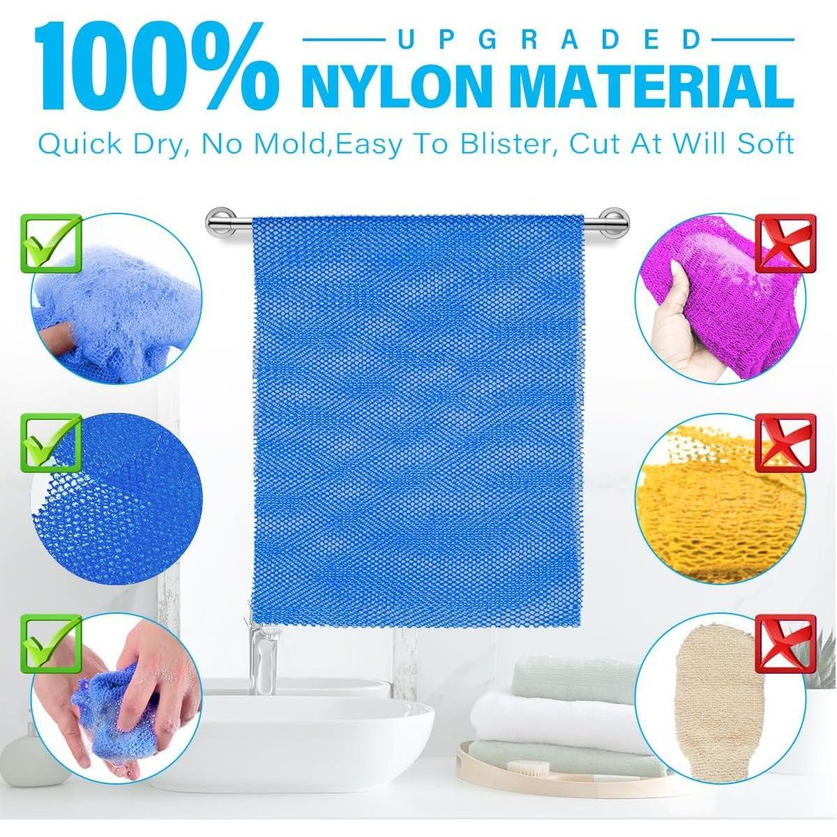 6 Pieces African Bath Sponge African Net Long Net Bath Sponge Exfoliating Shower Body Scrubber Back Scrubber Skin Smoother,Great For Daily Use (Pink, Yellow, Purple, Blue, Black, Off-White),