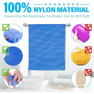 6 Pieces African Bath Sponge African Net Long Net Bath Sponge Exfoliating Shower Body Scrubber Back Scrubber Skin Smoother,Great For Daily Use (Pink, Yellow, Purple, Blue, Black, Off-White),