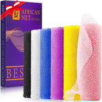 6 Pieces African Bath Sponge African Net Long Net Bath Sponge Exfoliating Shower Body Scrubber Back Scrubber Skin Smoother,Great For Daily Use (Pink, Yellow, Purple, Blue, Black, Off-White),