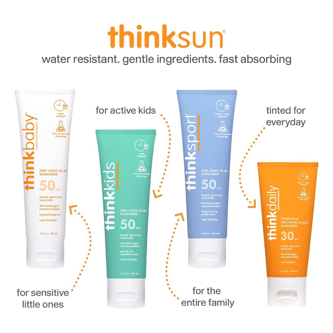 Think Sport SPF 50 Zinc Oxide 23.4% Sunscreen 177ml,859871004187