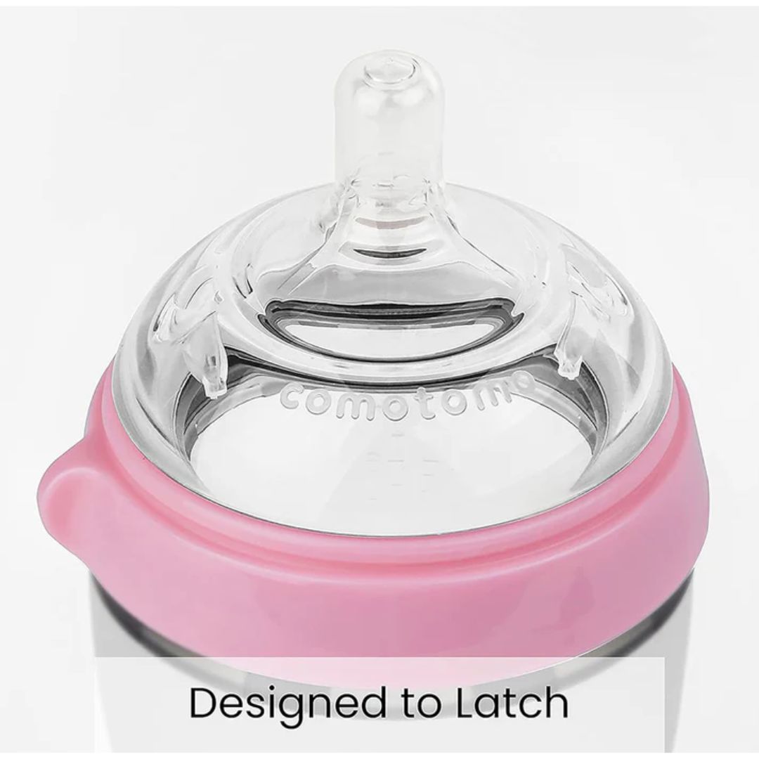 Comotomo Soft Hygienic Silicone Medium Flow Pink Baby Bottle (Pack Of 2) 250ml Each