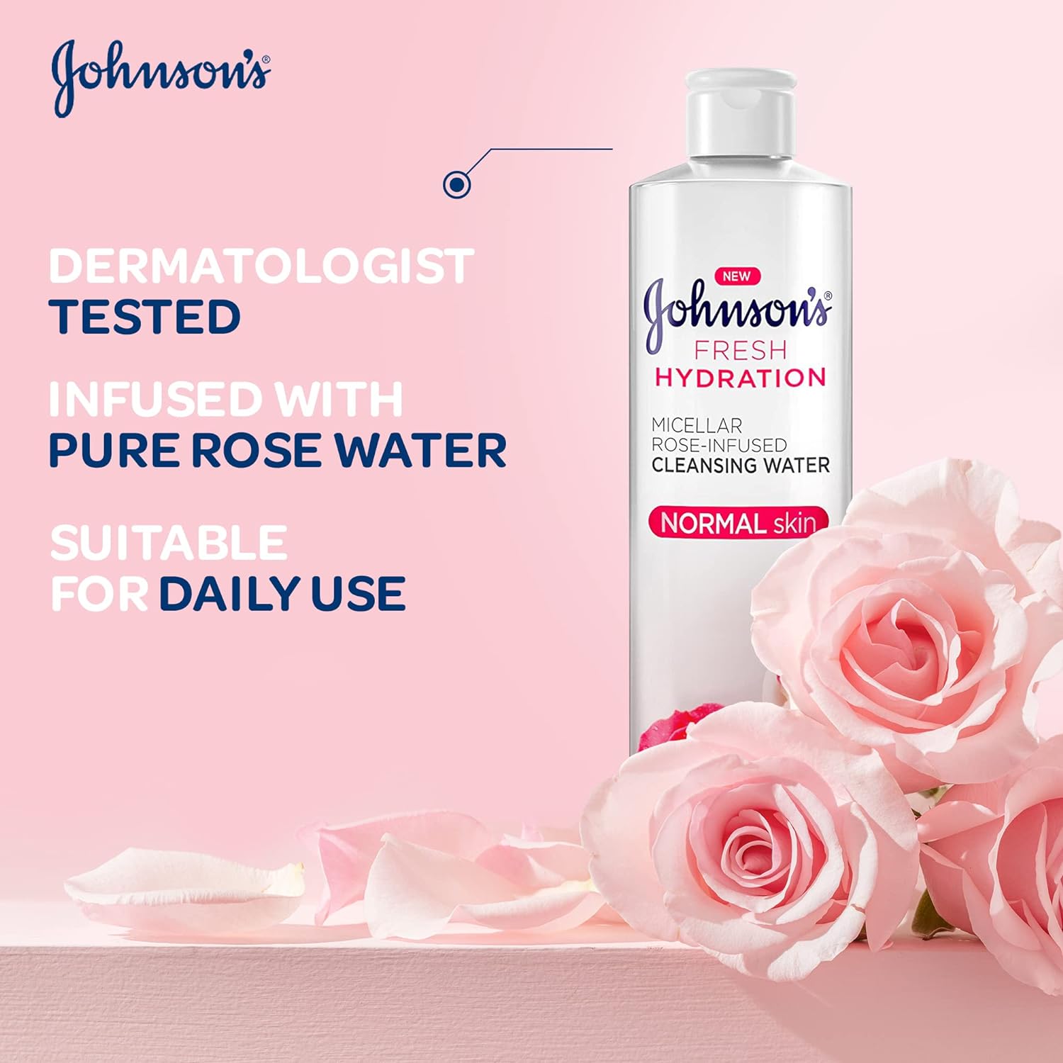 Johnson's Fresh Hydration Rose-Infused Micellar Cleansing Water For Normal Skin 400ml,3574661450964,