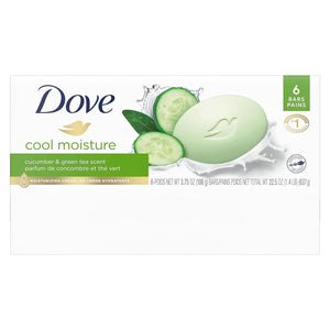 Dove Beauty Bar Cool Moisture Cucumber & Green Tea Soap (Pack Of 6) 106g Each