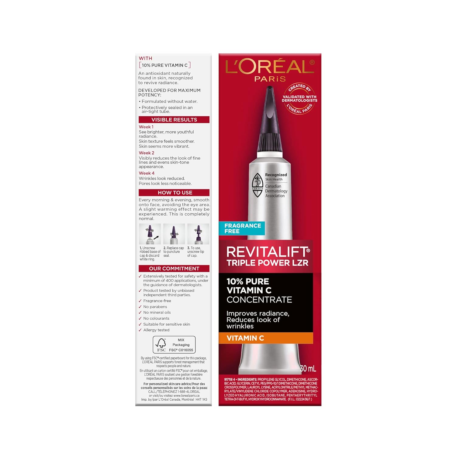 L'Oreal Paris Revitalift Triple Power LZR Vitamin C Serum 30ml,071249377505,