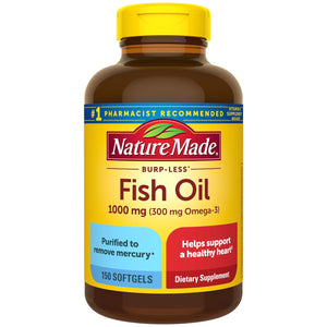 Nature Made Burp-Less Fish Oil 1000mg Omega-3 150 Softgels