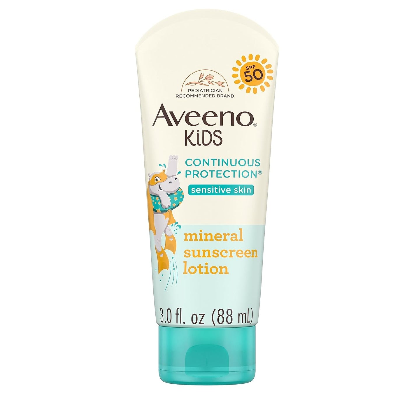 Aveeno Kids Continuous Protection Sensitive Skin SPF 50 Mineral Sunscreen Lotion 88ml