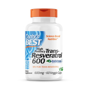 Doctor's Best High Potency Trans-Resveratrol 600 600mg 60 Veg Capsules