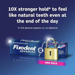 Fixodent Advanced Max Hold Denture Adhesive Cream 62g