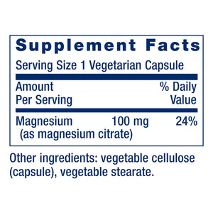 Life Extension Magnesium Citrate 100mg 100 Veg Capsules