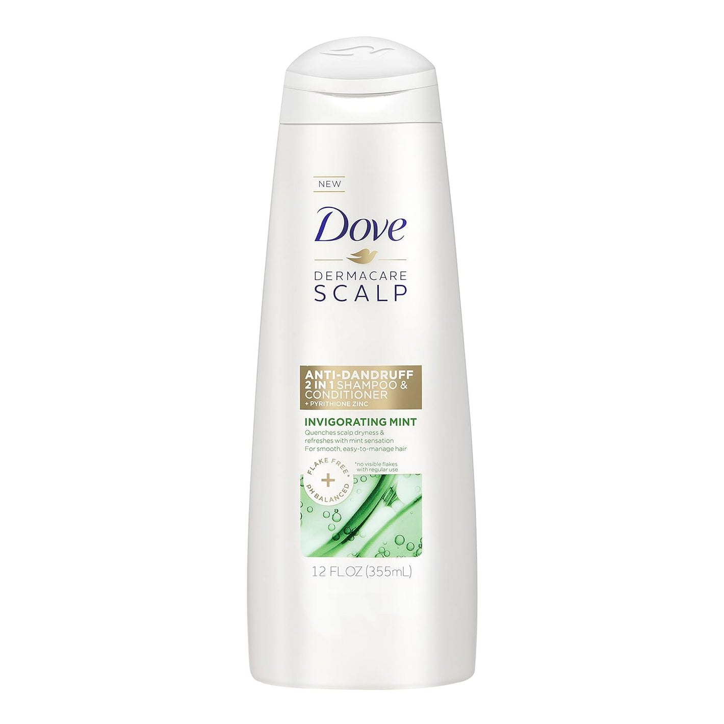 Dove DermaCare Scalp Invigorating Mint Anti-Dandruff 2-In-1 Shampoo & Conditioner 335ml,079400678904,