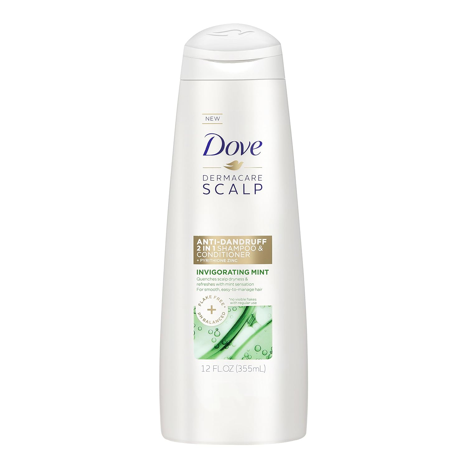 Dove DermaCare Scalp Invigorating Mint Anti-Dandruff 2-In-1 Shampoo & Conditioner 335ml,079400678904,