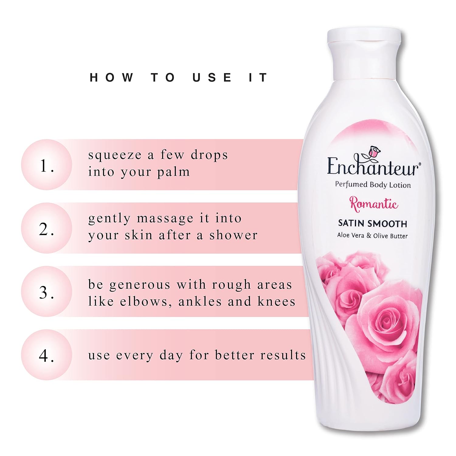 Enchanteur Romantic Satin Smooth Aloe Vera & Olive Butter Body Lotion 250ml,8888202000675,