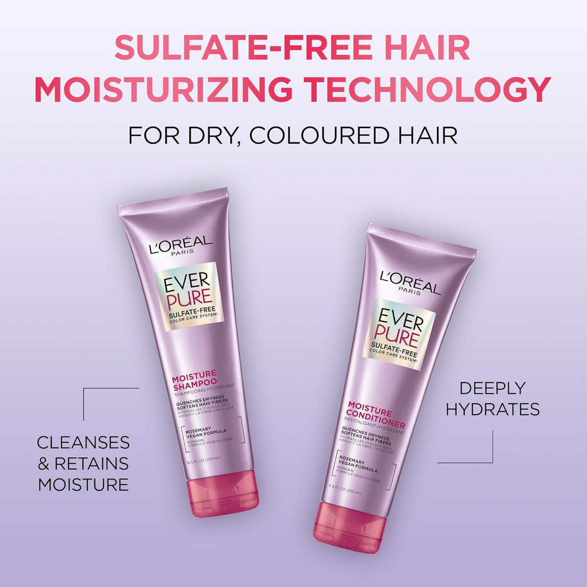 L'Oreal Paris Ever Pure Sulfate-Free Rosemary Moisture Shampoo 250ml,071249341247,