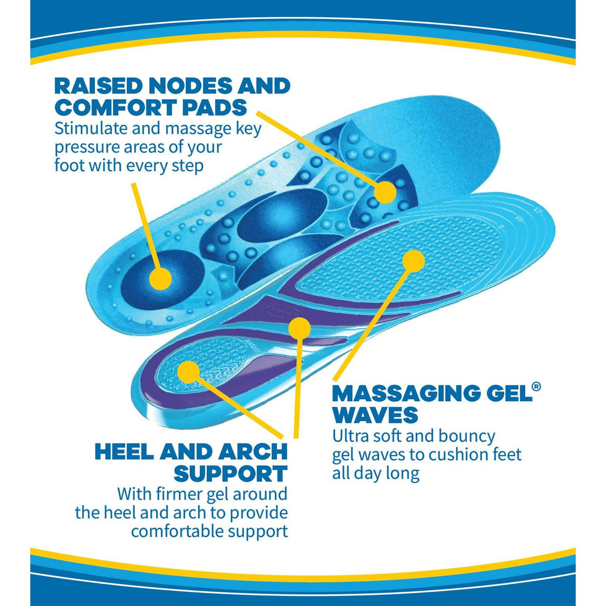 Dr. Scholl's Comfort & Energy Stimulating Step Massaging Gel Insoles 1 Pair (Men's 8-13),011017570127