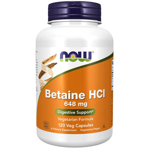 Now Foods Betaine HCI 648mg 120 Veg Capsules