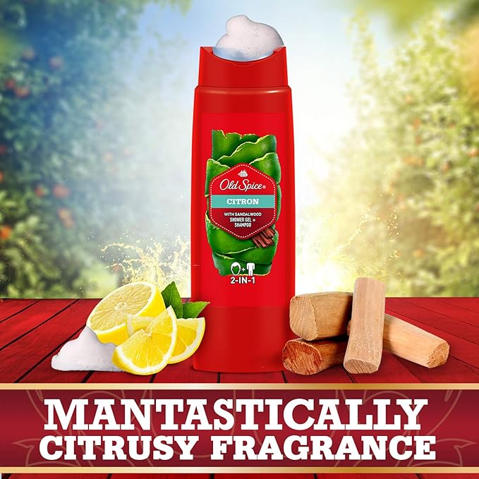 Old Spice Citron With Sandalwood 2-In-1 Shower Gel & Shampoo 400ml,8001090533890