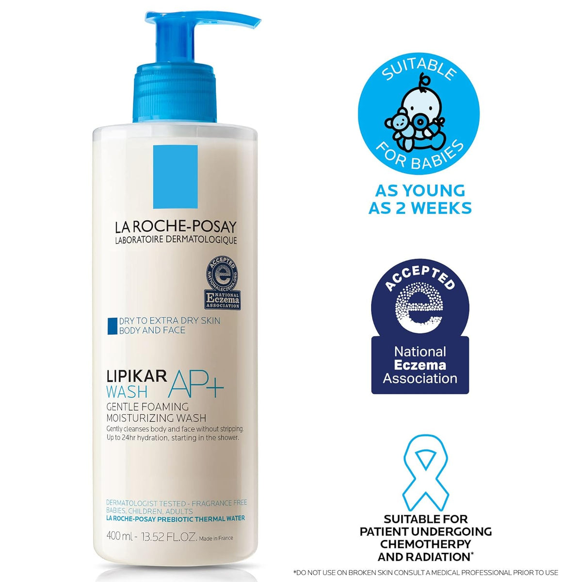 La Roche-Posay Lipikar AP+ Gentle Foaming Moisturizing Wash 400ml,3337875751032
