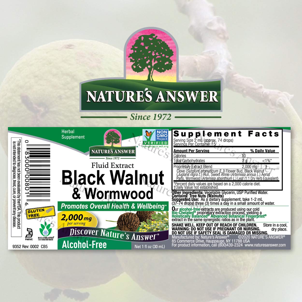 Nature's Answer Black Walnut & Wormwood 2,000mg Fluid Extract 30ml,083000008016