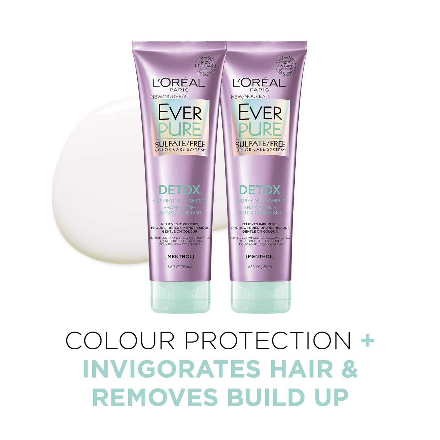 L'Oreal Paris Ever Pure Sulfate-Free Menthol Detox Clarifying Shampoo 250ml,071249424056
