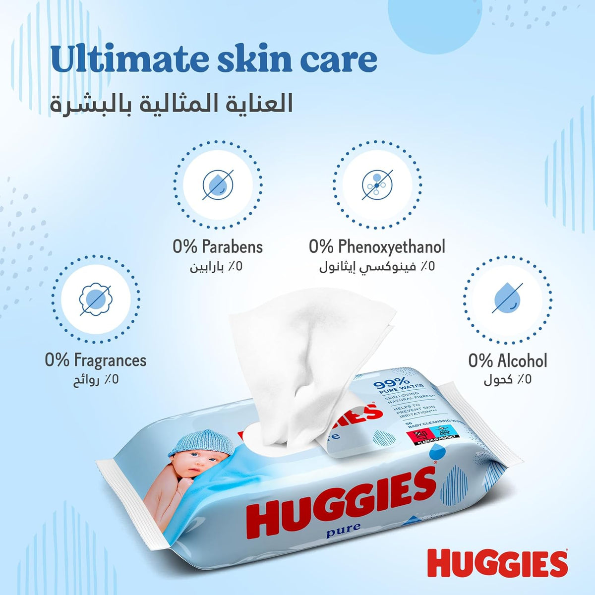 Huggies Pure 99% Pure Water Baby Cleansing Wipes 56 Count,5029053550039